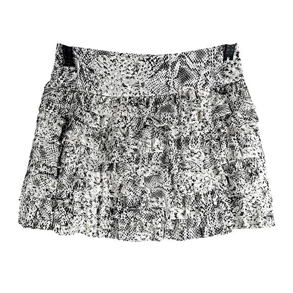 Massimo Dutti Python Print Black & Off-White Ruffled Skirt - SIze EU 40 / US 9 - Picture 1 of 7